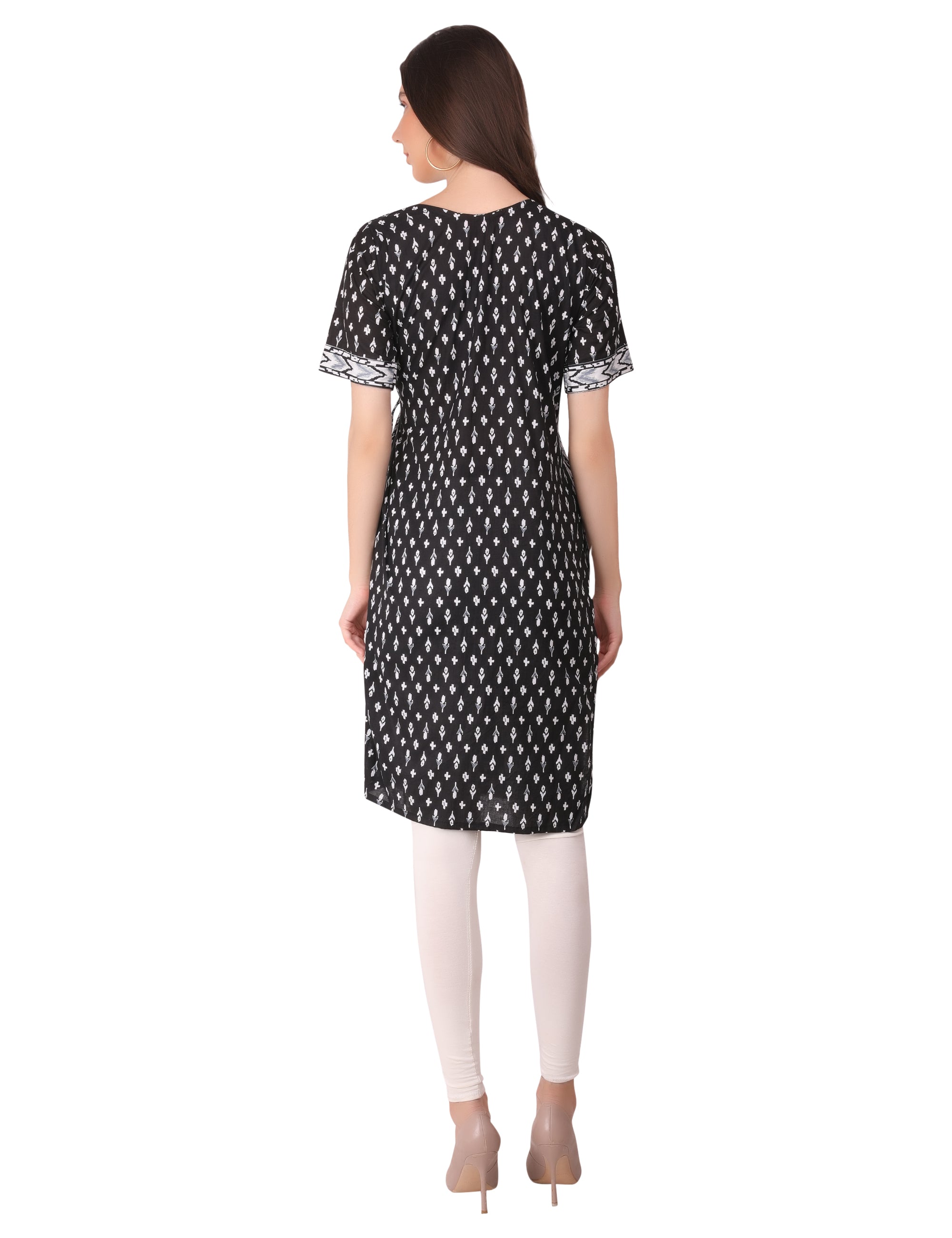 BLACK AND WHITE TIE KURTI WITH TIES