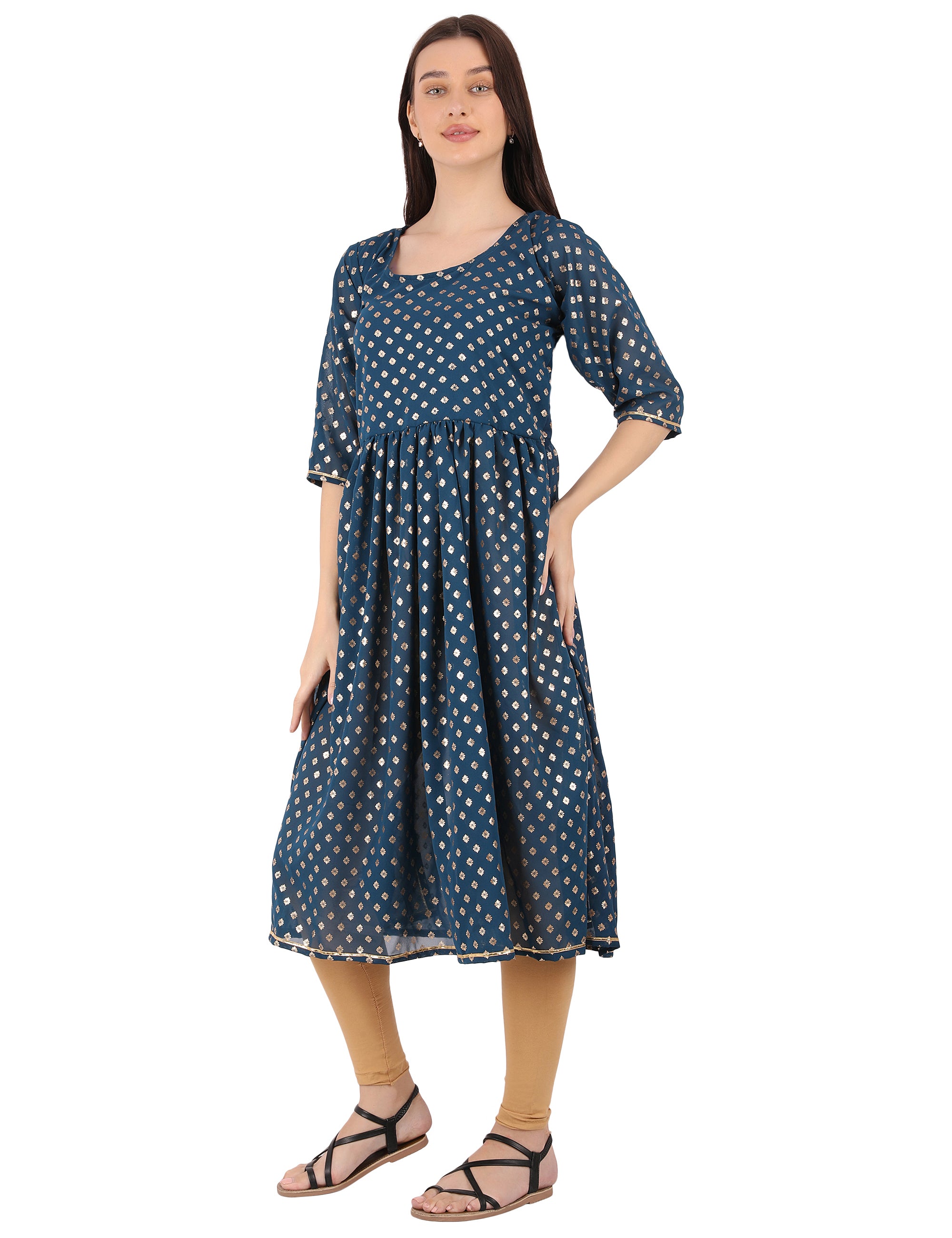blue festive kurti with linning