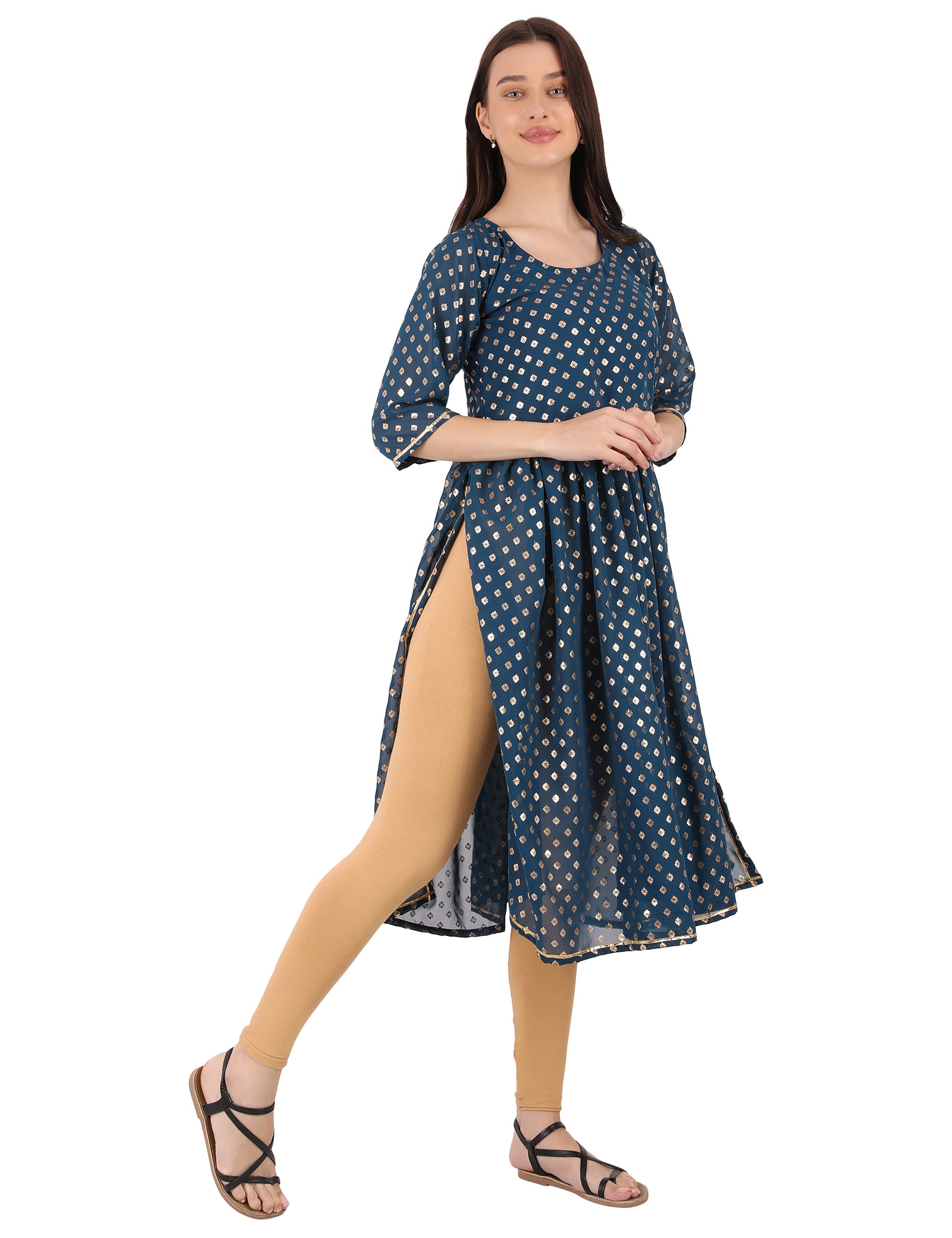 blue festive kurti with linning