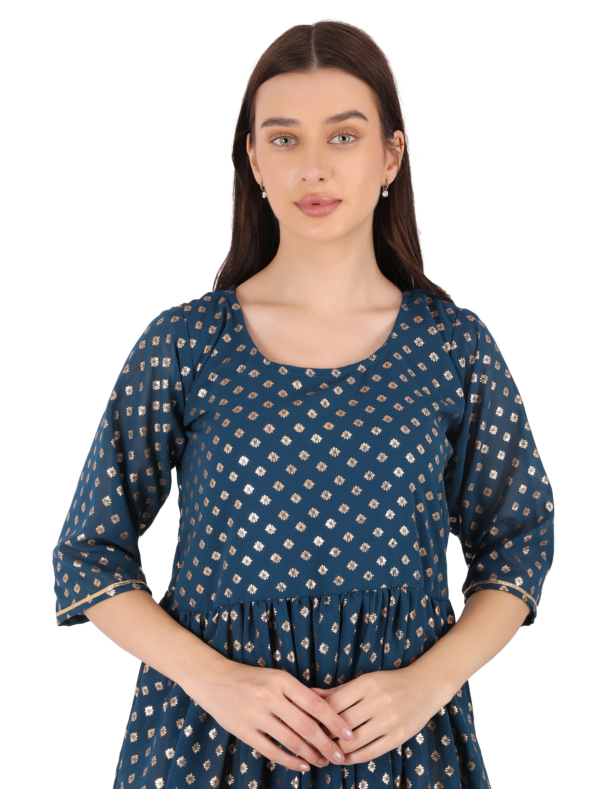 blue festive kurti with linning